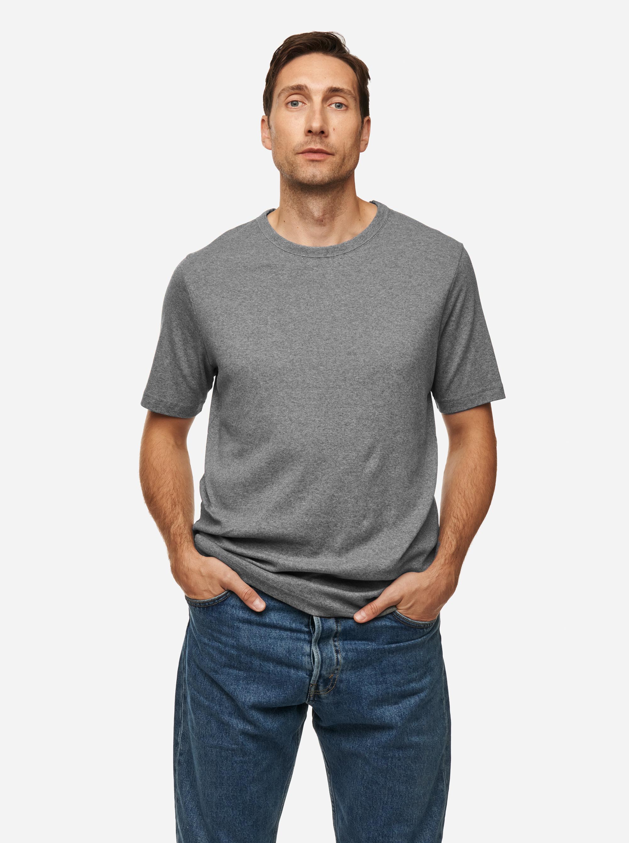 Teym - The T-Shirt - Men - Melange grey - 1B