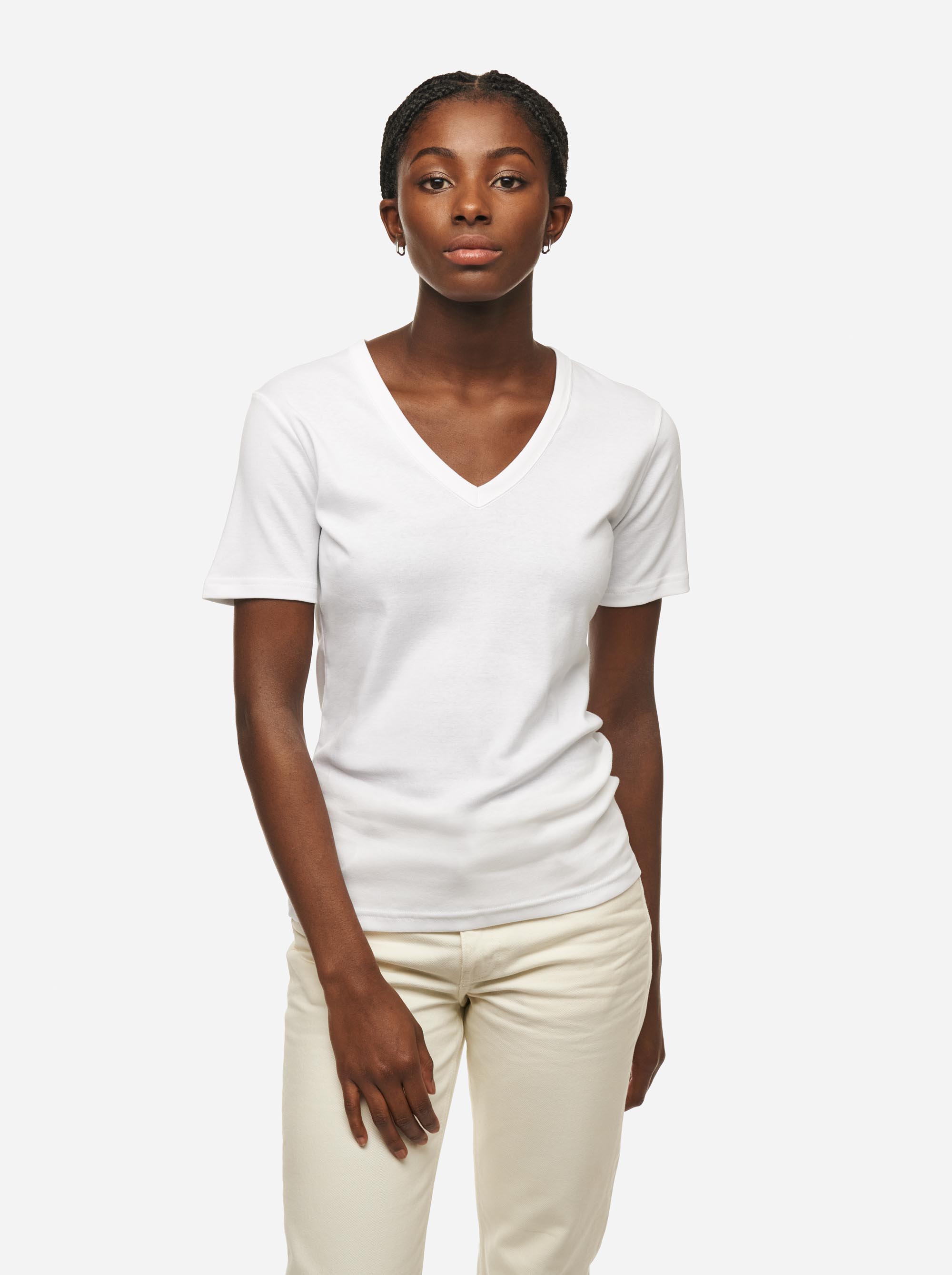 Teym - The T-Shirt - V-Neck - Women - White - 1