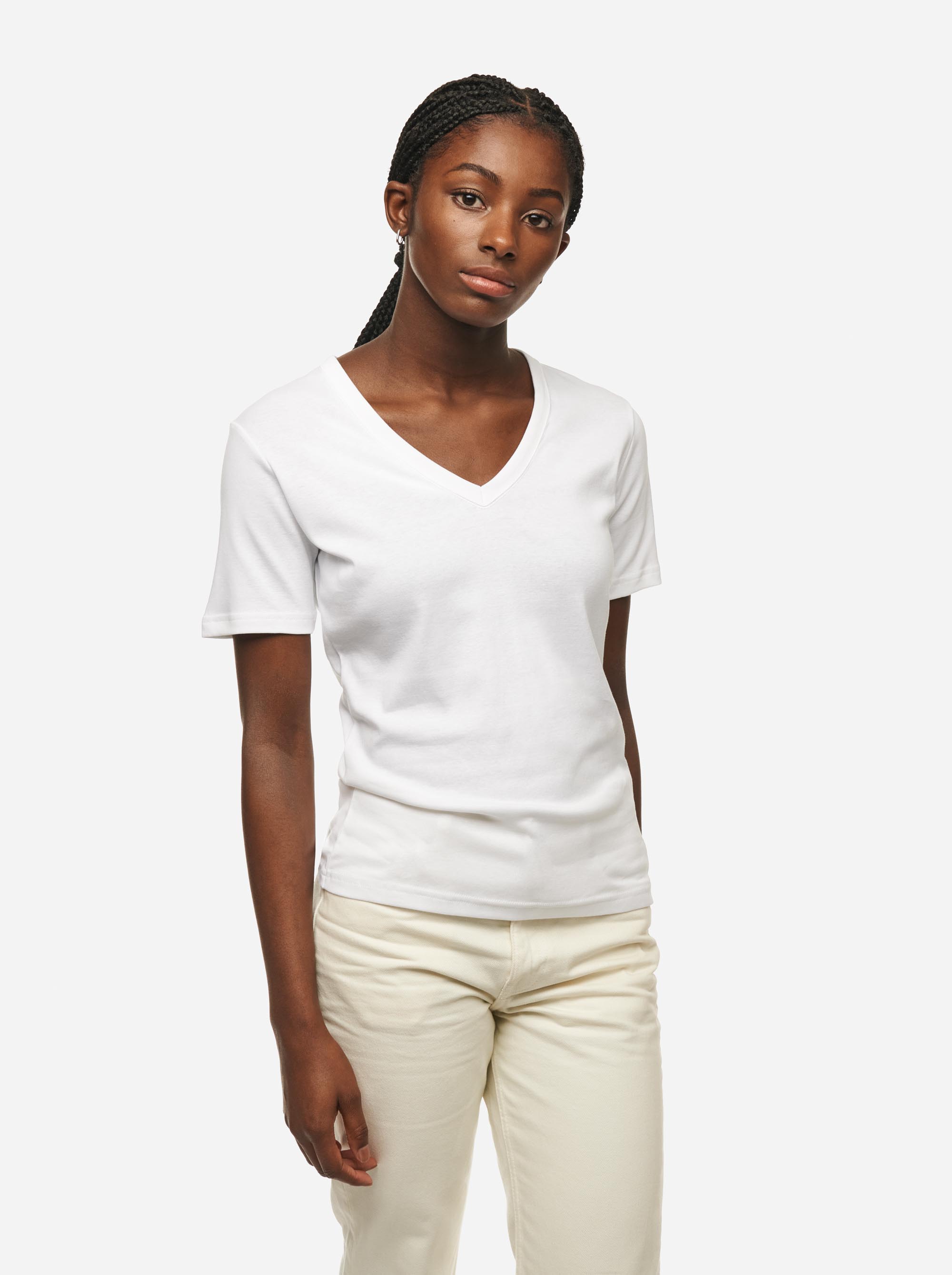 Teym - The T-Shirt - V-Neck - Women - White - 2