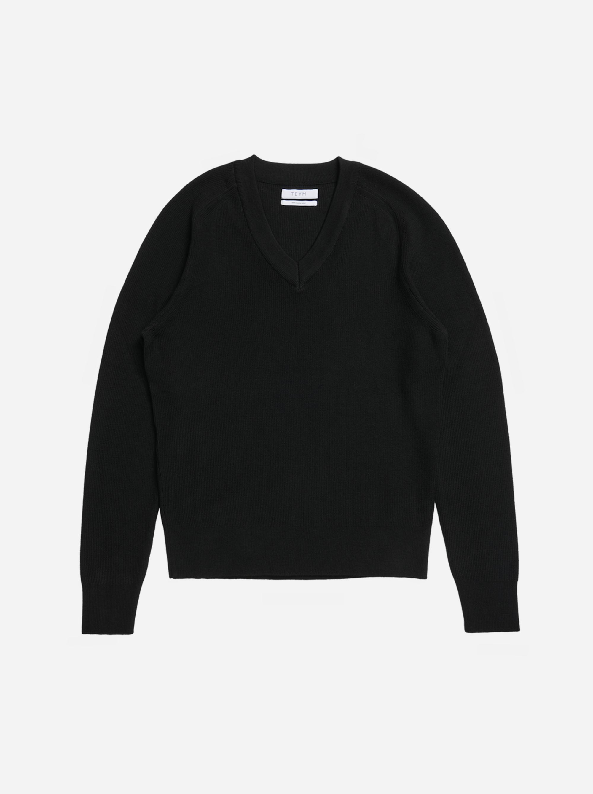 Teym - V-Neck - The Merino Sweater - Men - Black - 4