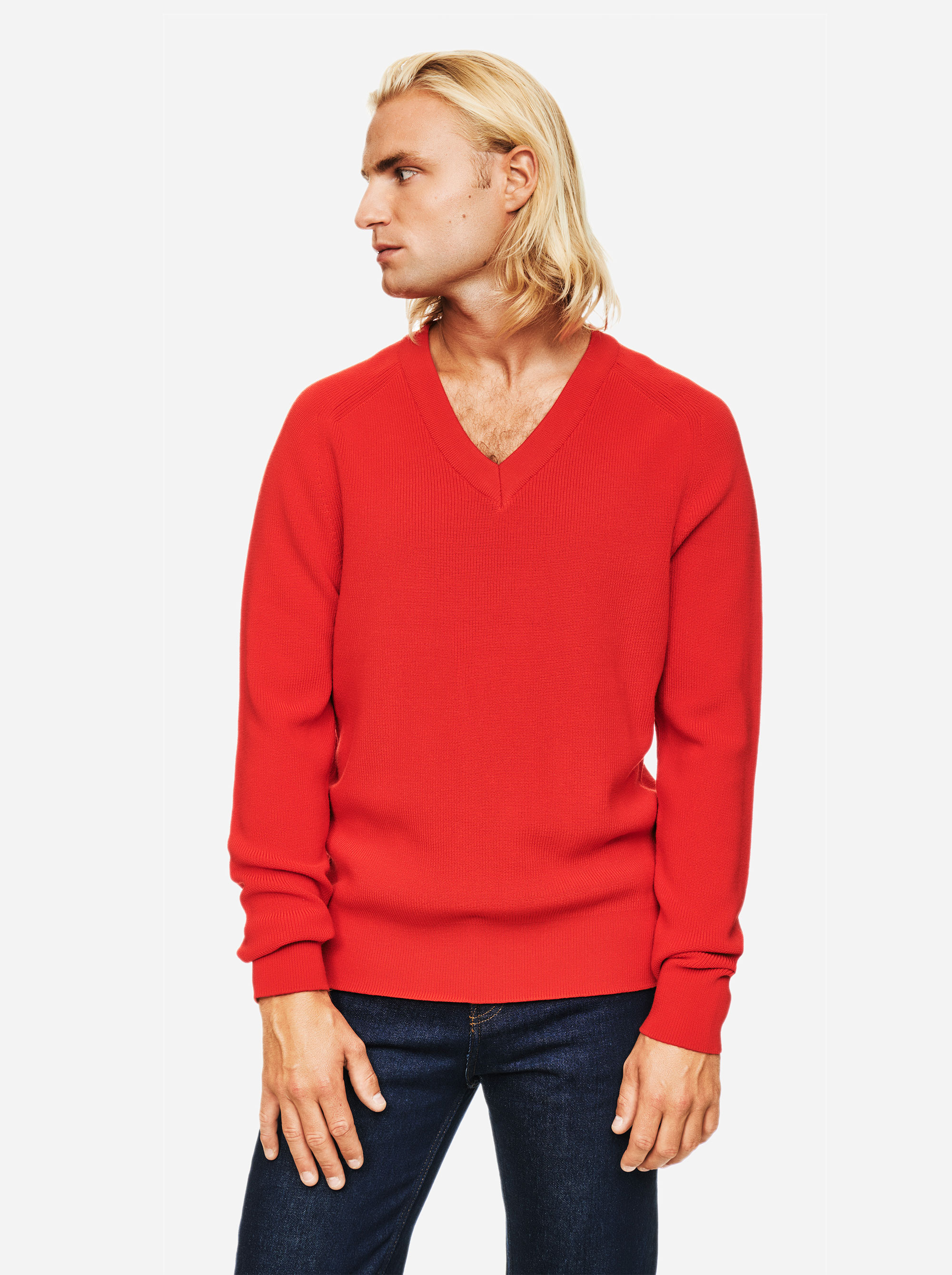 Teym - V-Neck - The Merino Sweater - Men - Red - 4