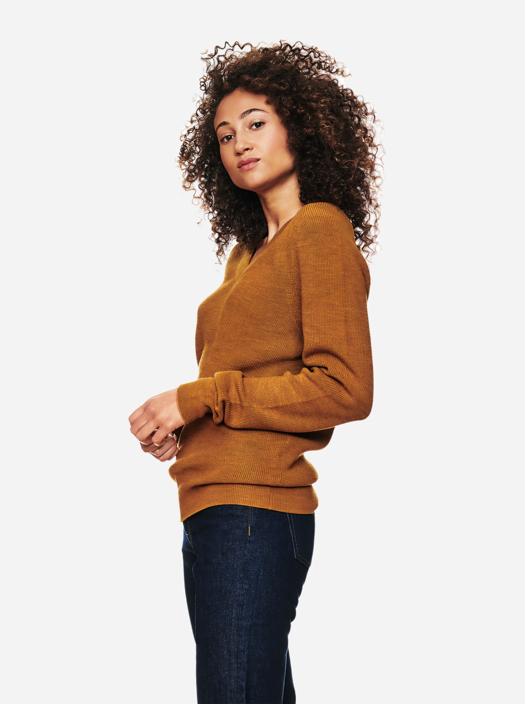Teym - V-Neck - The Merino Sweater - Women - Mustard - 1