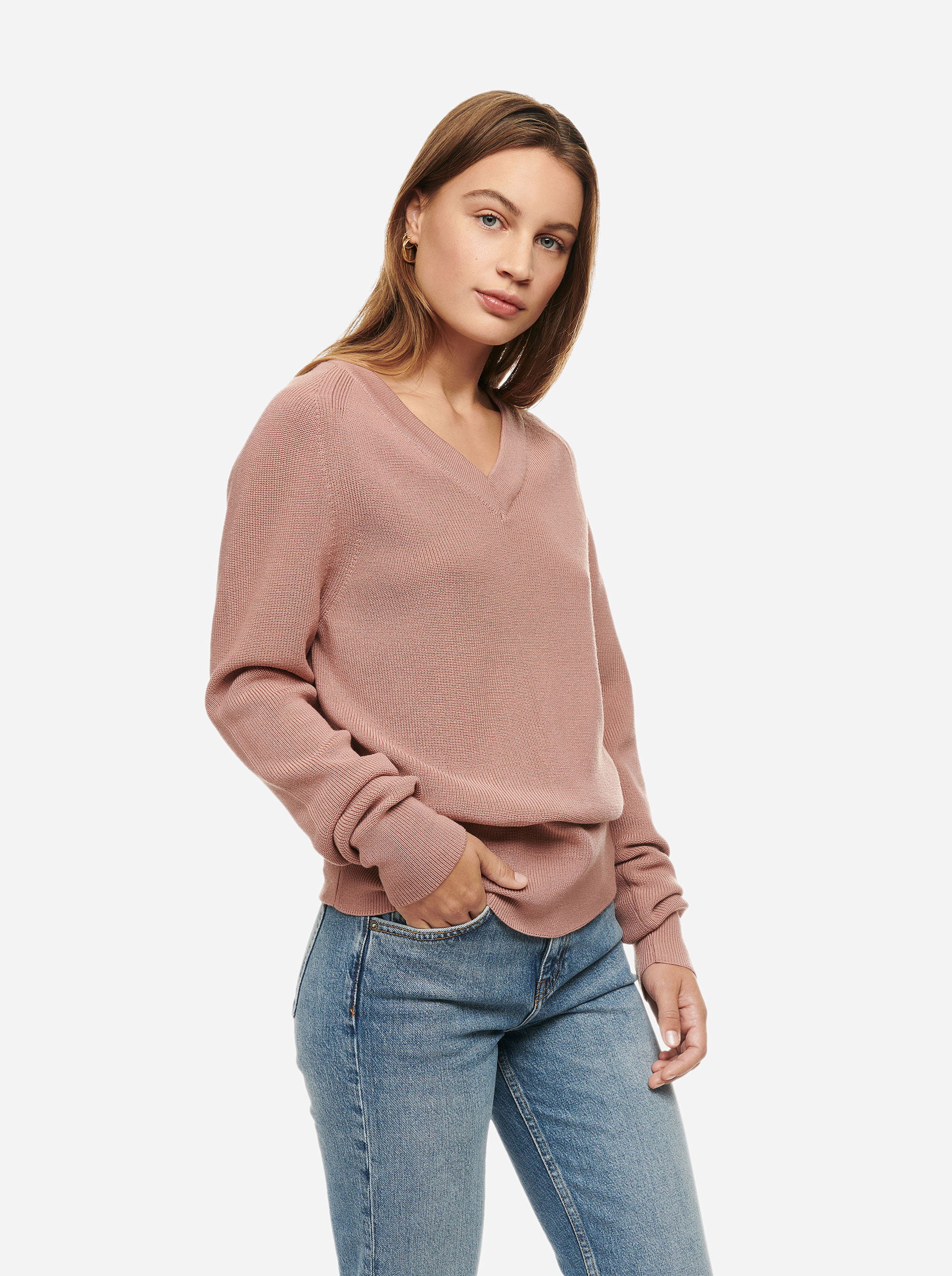 Teym - V-Neck - The Merino Sweater - Women - Pink - 3