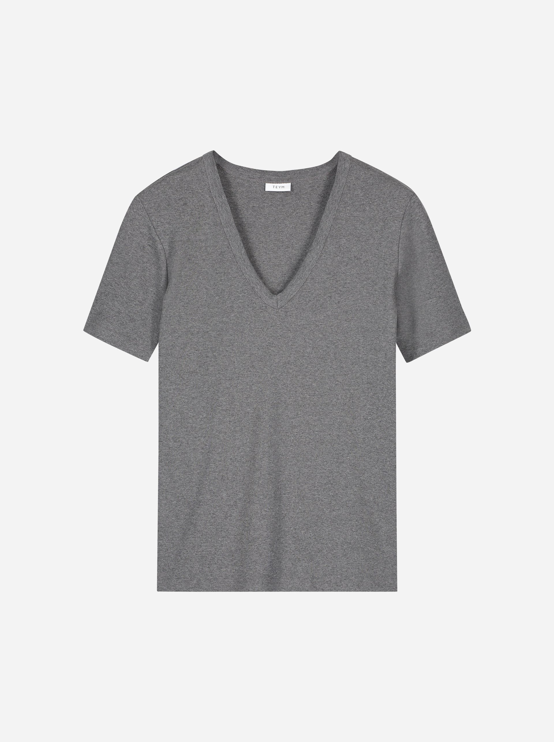 Teym - The T-Shirt - V-Neck - Women - Melange grey - 4B