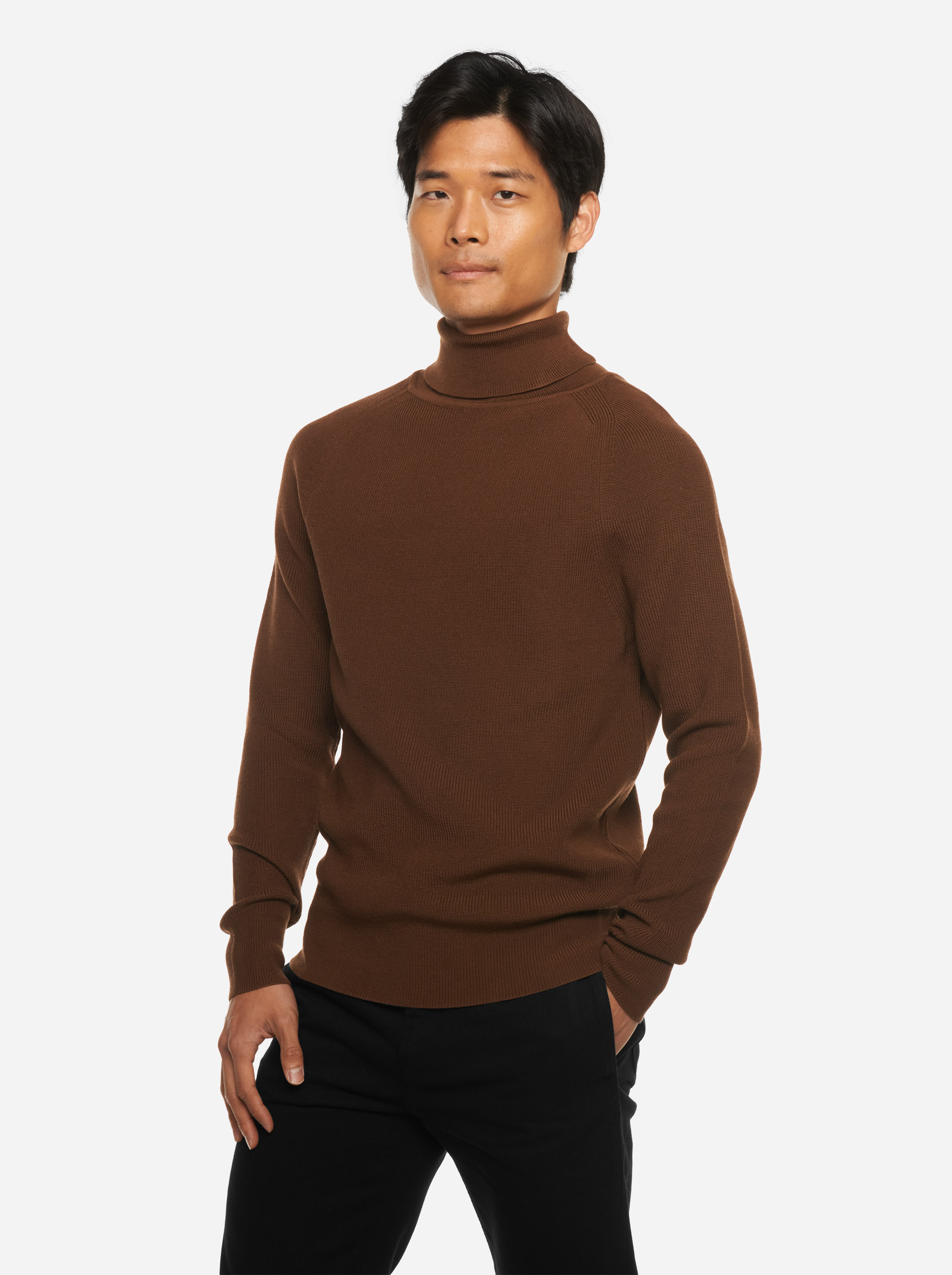 Merino - Turtleneck - The Merino Sweater - Men - Dark Brown - 2