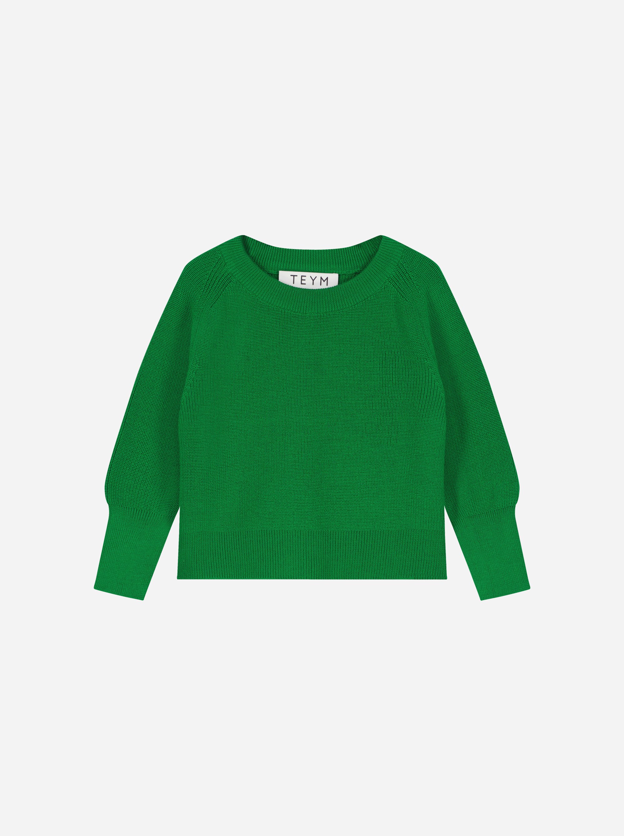 Teym_Merino Sweater_Bright Green_Kids_front_1