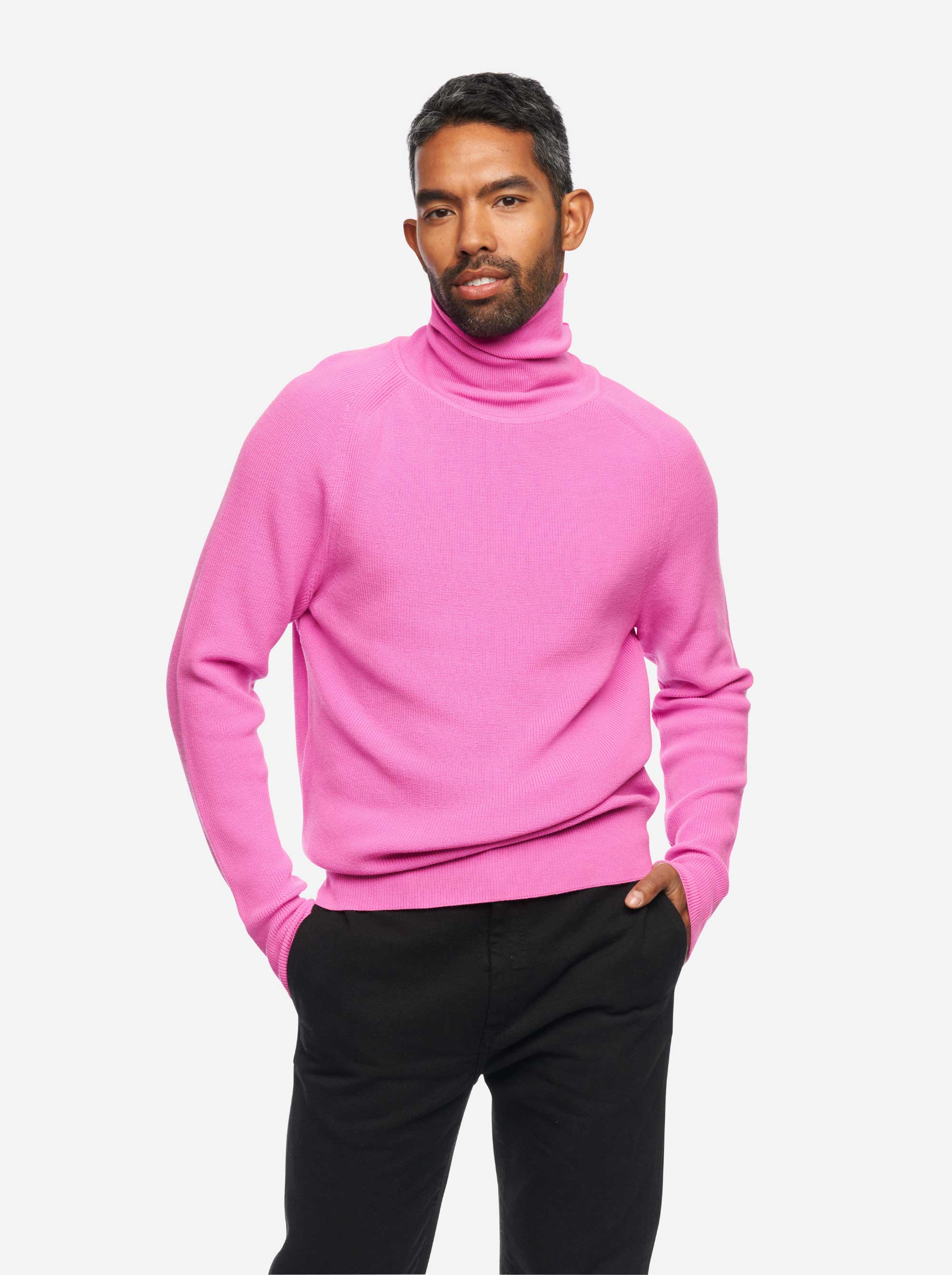 Teym - The Merino Sweater - Turtleneck - Men - Bright Pink - 2