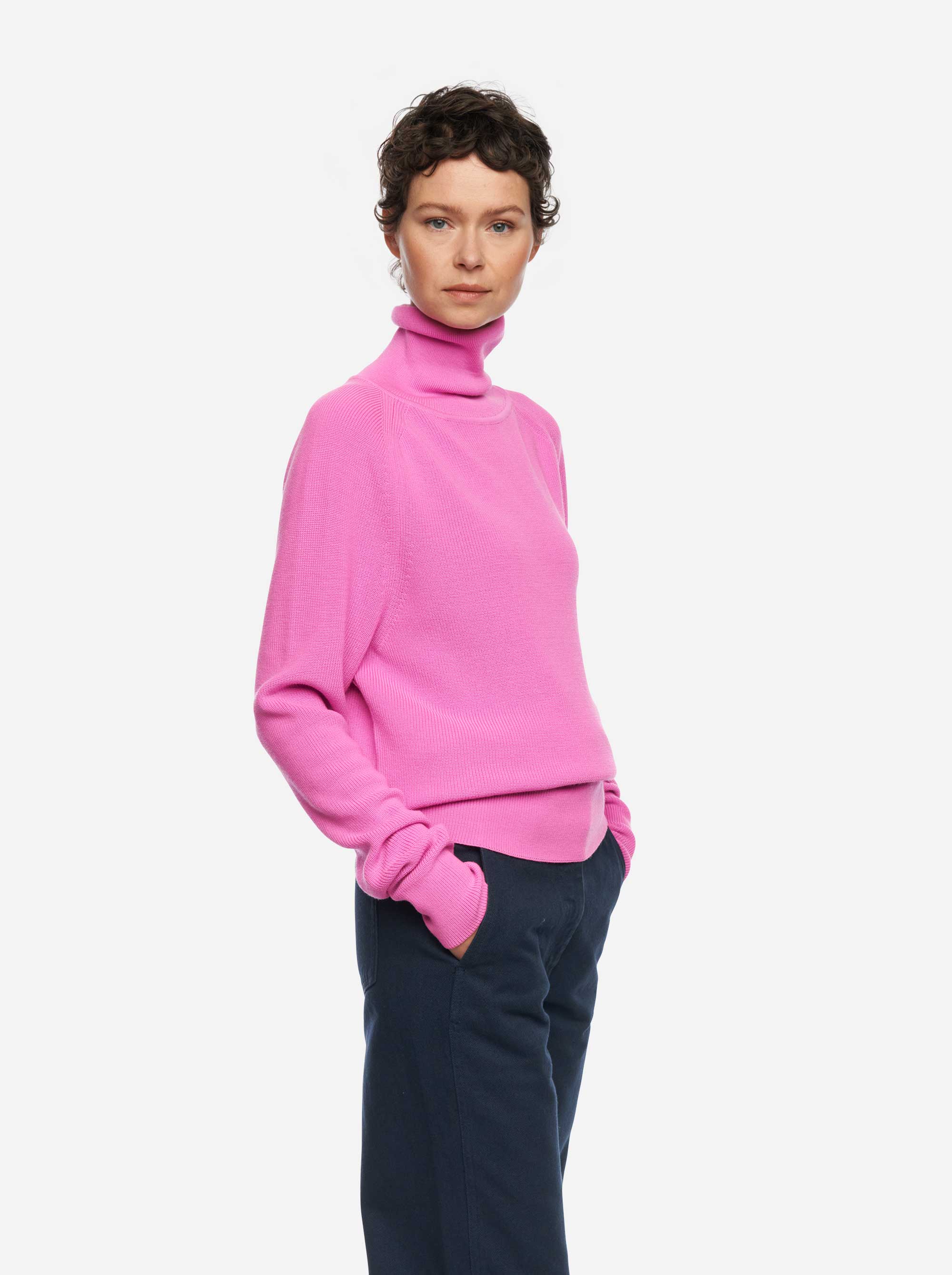 Teym - The Merino Sweater - Turtleneck - Women - Bright Pink - 3