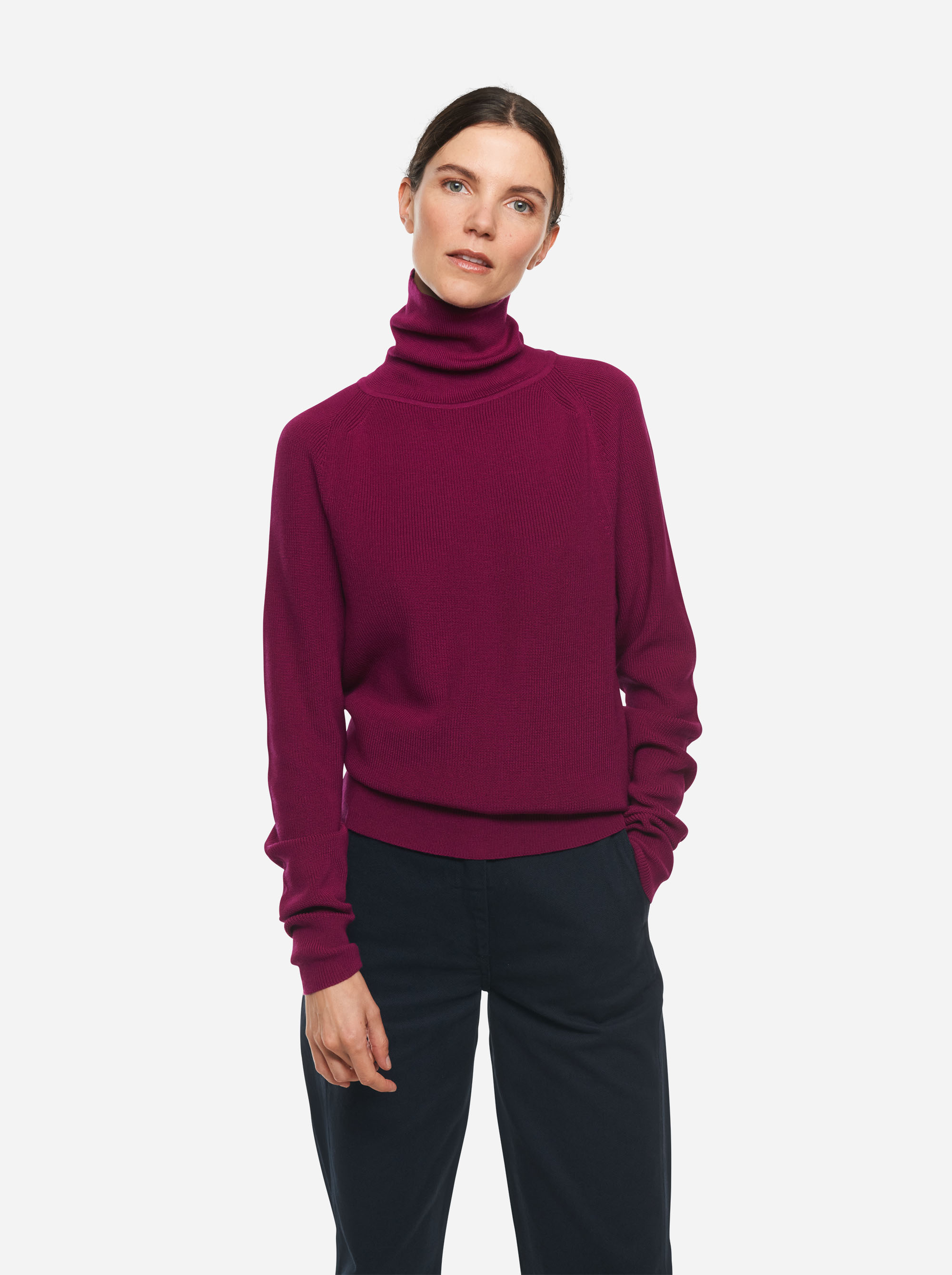 Teym - The Merino Sweater - Turtleneck - Women - Fuchsia - 1